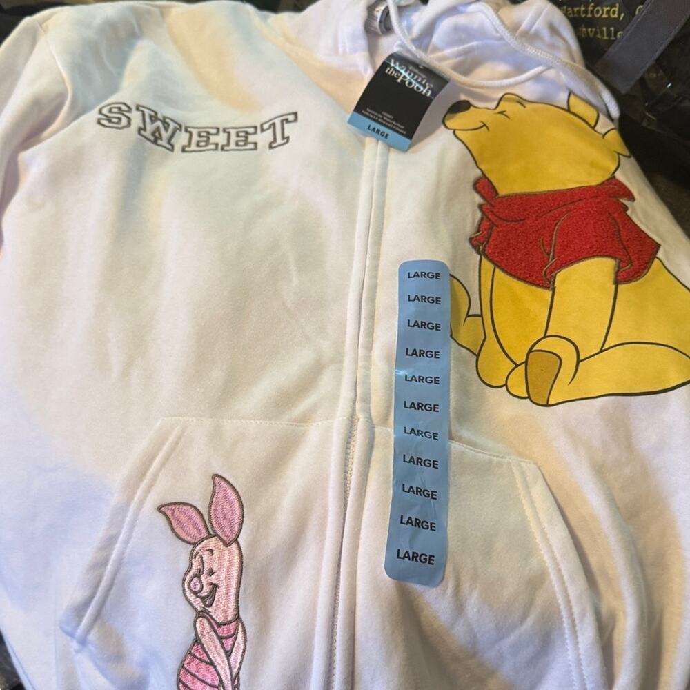 DISNEY Winnie The Pooh Soft Full Zip Long Sleeve Hoodie, Size L New w/ Tag SOO - Picture 6 of 8
